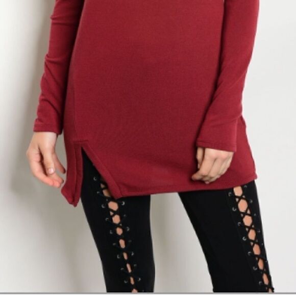 Burgundy Fall Knitted Sweater   - Picture 6 of 8